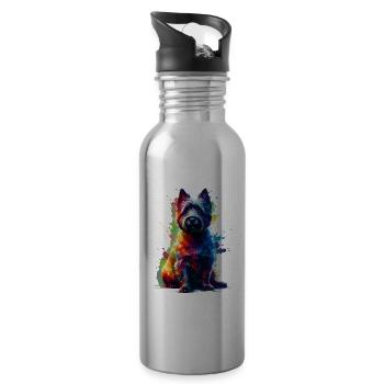 Terriers Terriers Cairn Terrier Splash Art colorés - Gourde avec paille intégrée - argent clair - Droite