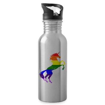 T-shirt drapeau de la Gay Pride Licorne LGBT Rainbow Pride - Gourde avec paille intégrée - argent clair - Droite