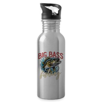 Big Bass Fishing Tournament Lover Bass Fisherman - Water bottle with straw - silver - Right