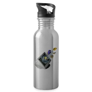 Frutiger Aero Aesthetic Tech Computer Aquarium - Water bottle with straw - silver - Right