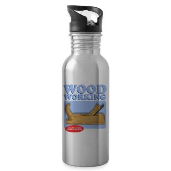 Holzarbeiten Tischler Heimwerker Bastler Geschenk - Trinkflasche mit integriertem Trinkhalm - Lightsilver - Rechts