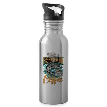 Walleye Fisherman Before Boating Coffee Lover - Water bottle with straw - silver - Right