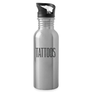 Tattoos Are Stupid Funny Anti Tattoo - Trinkflasche mit integriertem Trinkhalm - Lightsilver - Rechts