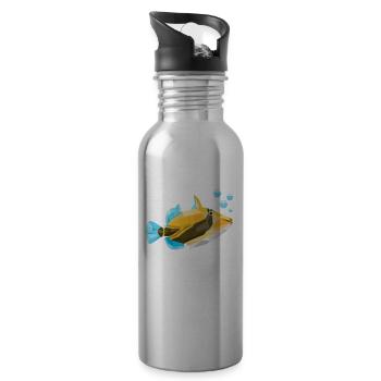 Humuhumunukunukuapua'a Hawaiianischer Riff-Drücker - Trinkflasche mit integriertem Trinkhalm - Lightsilver - Rechts