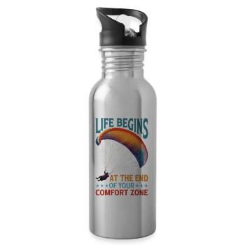 Life Begins At The End Of Your Comfort Zone 21 - Trinkflasche mit integriertem Trinkhalm - Lightsilver - Rechts