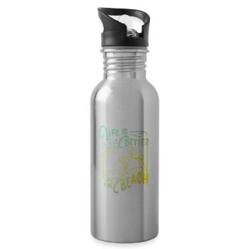 Life Is Better At The Beach - Trinkflasche mit integriertem Trinkhalm - Lightsilver - Rechts