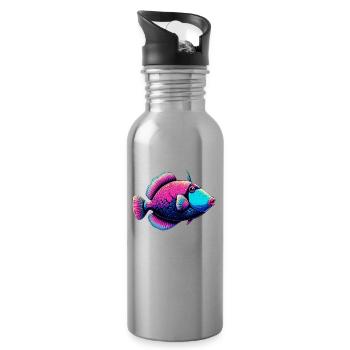 Humuhumunukunukuapua'a Hawaiianischer Riff-Drücker - Trinkflasche mit integriertem Trinkhalm - Lightsilver - Rechts