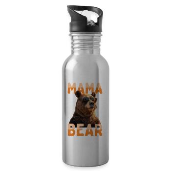 Maman ours ours mère ours Fête des mères Grizzly - Gourde avec paille intégrée - argent clair - Droite