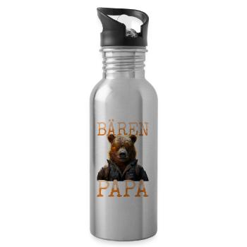 Bären Papa Daddy Bär Dad Vatertag Vater Grizzly - Trinkflasche mit integriertem Trinkhalm - Lightsilver - Rechts