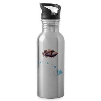 Humuhumunukunukuapua'a Hawaiianischer Riff-Drücker - Trinkflasche mit integriertem Trinkhalm - Lightsilver - Rechts