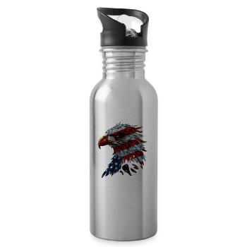 American Flag Freedom Eagle USA Pride 4 - Trinkflasche mit integriertem Trinkhalm - Lightsilver - Rechts