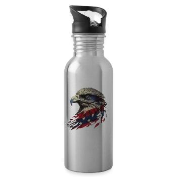 American Flag Freedom Eagle USA Pride 5 - Water bottle with straw - silver - Right
