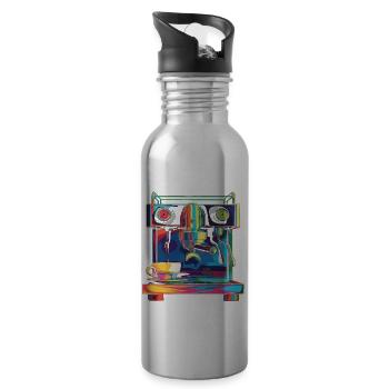 Barista Coffee Maker Pop Art - Water bottle with straw - silver - Right