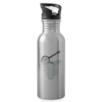 Banjo Musik Country Musik Banjospieler - Trinkflasche mit integriertem Trinkhalm - Lightsilver - Rechts