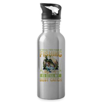 Nach all den Jahren des Fischens ist meine Frau immer noch - Trinkflasche mit integriertem Trinkhalm - Lightsilver - Rechts