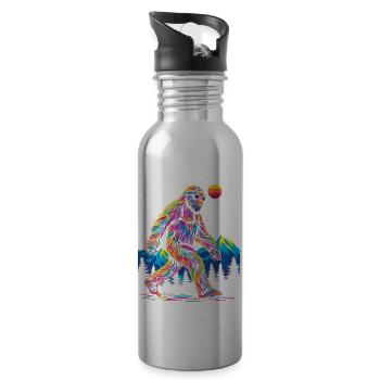 Bigfoot Sasquatch Yeti Sonnenbrille Pop Art - Trinkflasche mit integriertem Trinkhalm - Lightsilver - Rechts