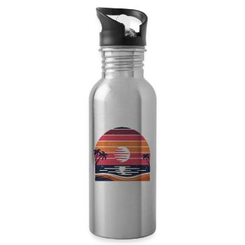 I'd Rather Be At The Beach Summer Vacation Beaches - Water bottle with straw - silver - Right