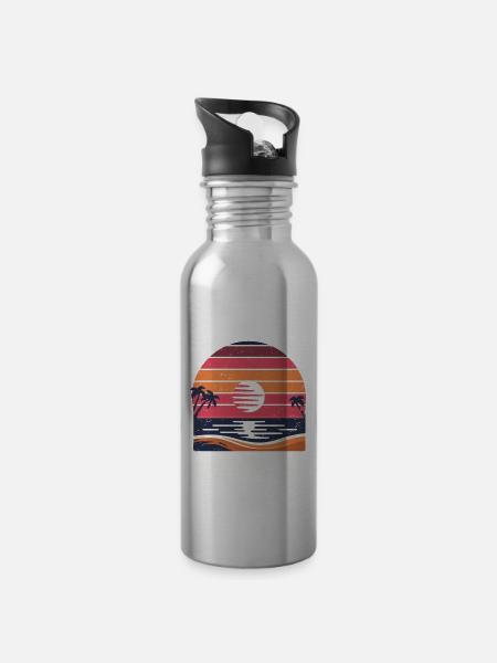 Ich bin lieber am Strand Sommerurlaub Strände - Trinkflasche mit integriertem Trinkhalm - Lightsilver
