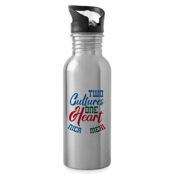 Two Cultures One Heart Nica And Mexi Mexico - Water bottle with straw - silver - Right