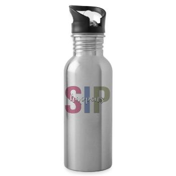 Wine drinker drinks wine glass - Water bottle with straw - silver - Right