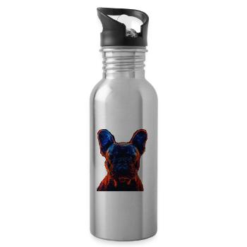 Red and Blue French Bulldog - Trinkflasche mit integriertem Trinkhalm - Lightsilver - Rechts
