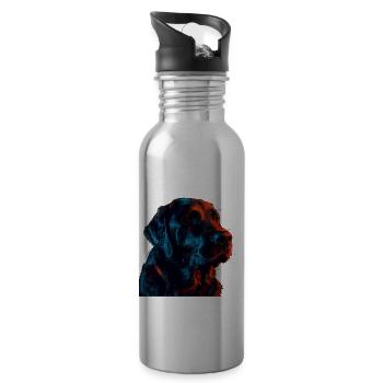 Red and Blue Labrador Retriever - Water bottle with straw - silver - Right