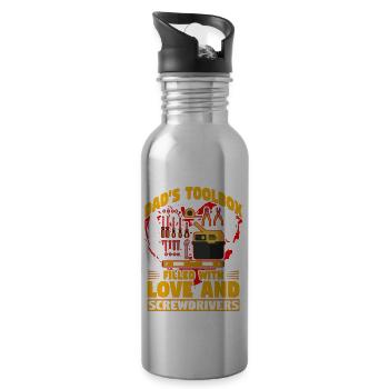 Dad's Toolbox filled with Love and Screwdrivers - Water bottle with straw - silver - Right