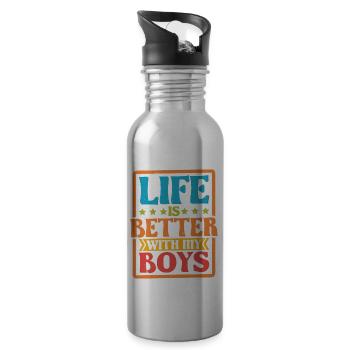 Life Is Better With My Boys 32 - Water bottle with straw - silver - Right