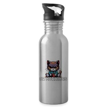 I Don't Like Morning People Or Mornings Or People - Trinkflasche mit integriertem Trinkhalm - Lightsilver - Rechts