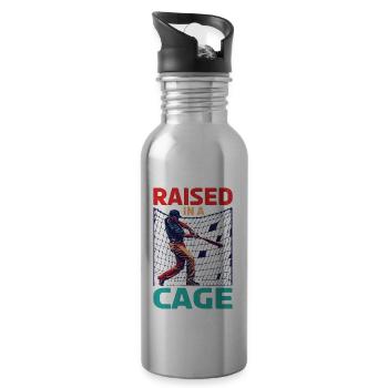 Raised In A Cage 26 - Water bottle with straw - silver - Right