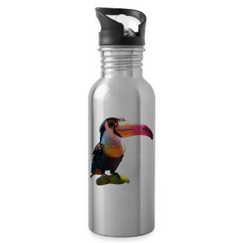Toucan Rainforest South America Toucans Giant Toucan - Water bottle with straw - silver - Right