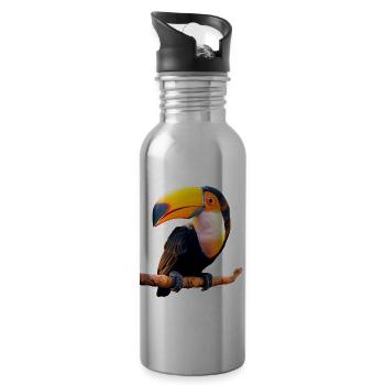 Toucan Rainforest South America Toucans Giant Toucan - Water bottle with straw - silver - Right