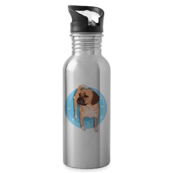 Puggle Dog Propriétaire de chien Cadeau de propriétaire de chien - Gourde avec paille intégrée - argent clair - Droite