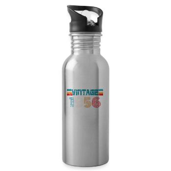 1956 Geburtstag Vintage - Trinkflasche mit integriertem Trinkhalm - Lightsilver - Rechts