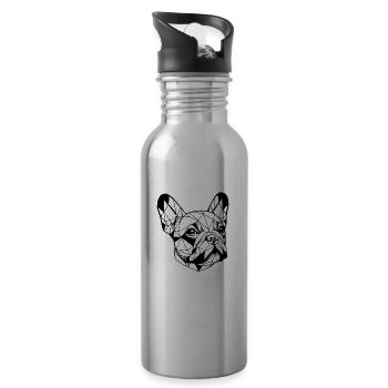 Geometrische Linie Kunst Bulldogge Französische Bulldoggen - Trinkflasche mit integriertem Trinkhalm - Lightsilver - Rechts