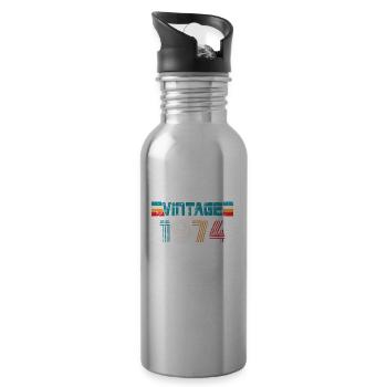 1974 Birthday Vintage - Water bottle with straw - silver - Right