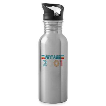 2001 Birthday Vintage - Water bottle with straw - silver - Right