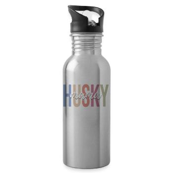 Siberian Husky Dog Lover Mom - Water bottle with straw - silver - Right