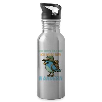 Wandern Wanderung Wanderurlaub Vogel Natur Lustig - Trinkflasche mit integriertem Trinkhalm - Lightsilver - Rechts