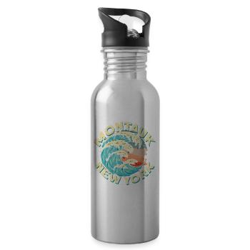 Montauk New York Design - Water bottle with straw - silver - Right