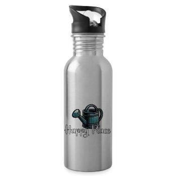 The Garden Is My Happy Place - Water bottle with straw - silver - Right