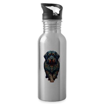 Mandala Art Briard Briards - Water bottle with straw - silver - Right