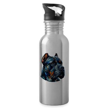 Polygon Art Cane Corso Italienischer Mastiff - Trinkflasche mit integriertem Trinkhalm - Lightsilver - Rechts