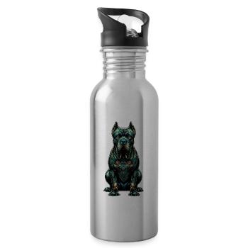 Mandala Art Cane Corso Italian Mastiff - Water bottle with straw - silver - Right