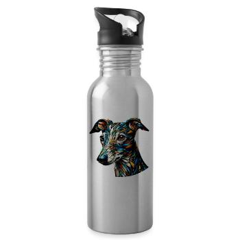 Polygon Art Italian Greyhound Italian - Water bottle with straw - silver - Right