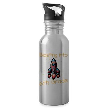 Blasting Into 6th Grade - Water bottle with straw - silver - Right