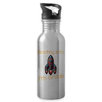 Blasting Into 7th Grade - Water bottle with straw - silver - Right