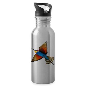 Bee-eater Bird - Water bottle with straw - silver - Right