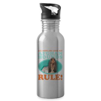Afghan Greyhound Dog Dog Owner Gift - Water bottle with straw - silver - Right