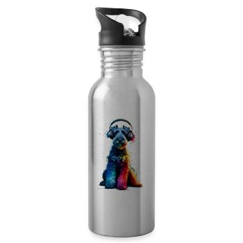 Splash Art Kopfhörer Kerry Blue Terrier Terrier - Trinkflasche mit integriertem Trinkhalm - Lightsilver - Rechts